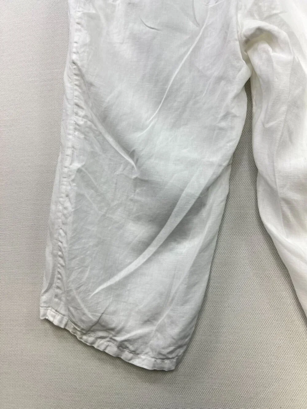 JM Collection Women's Linen Wide-Leg Crop Pants Drawstring Waist Size 18 White